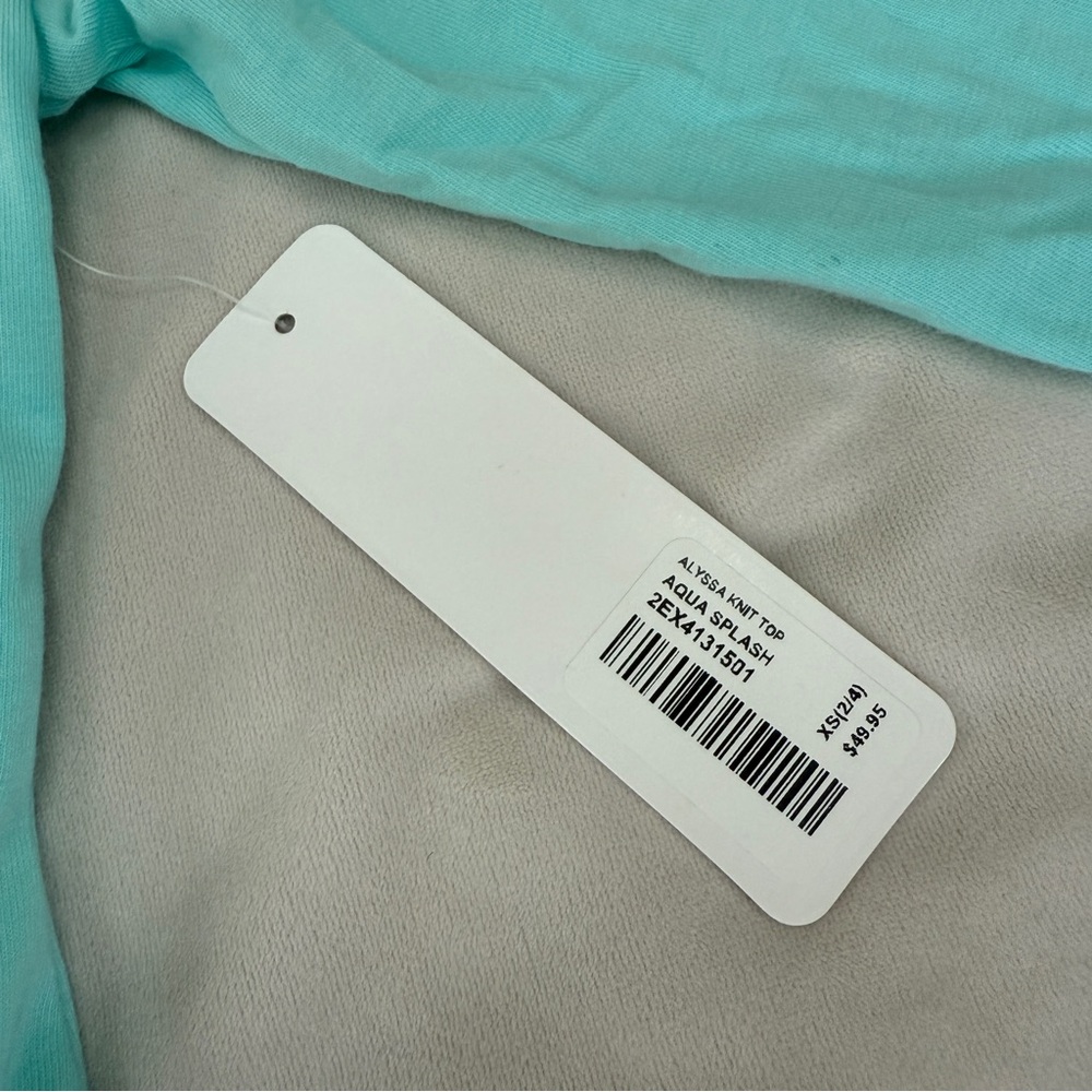 Soft Surroundings Alyssa Knit Wrap Top - Aqua - Size XS - NWT - Picture 4 of 5
